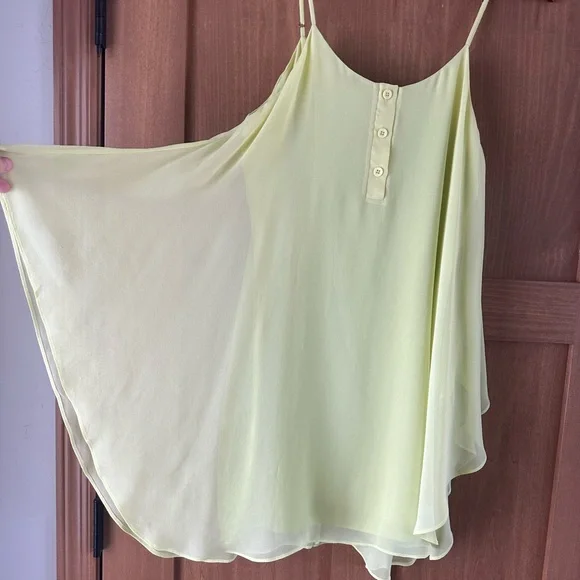 Alice + Olivia Neon Yellow Flowy 100% Silk Mini Dress Size M - Picture 6 of 9